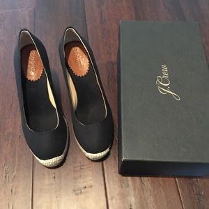 J CREW Espadrilles Wedge Heel Black Size 6